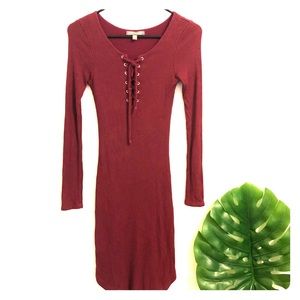 Sweater Dress W/Lace Up Neck. One Size